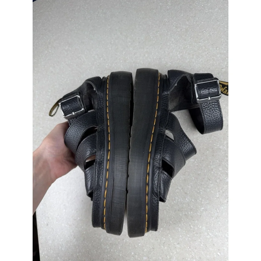 Dr Martens Sandals Women's 6L Black Leather Gladiator Platform Clarissa‎ II Quad